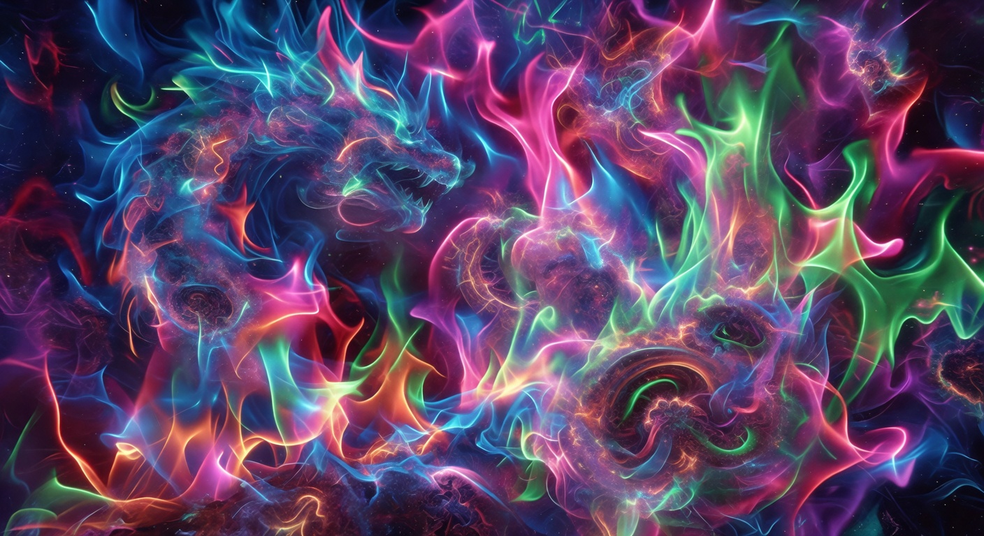 Abstract Neon Fire Mythic Background